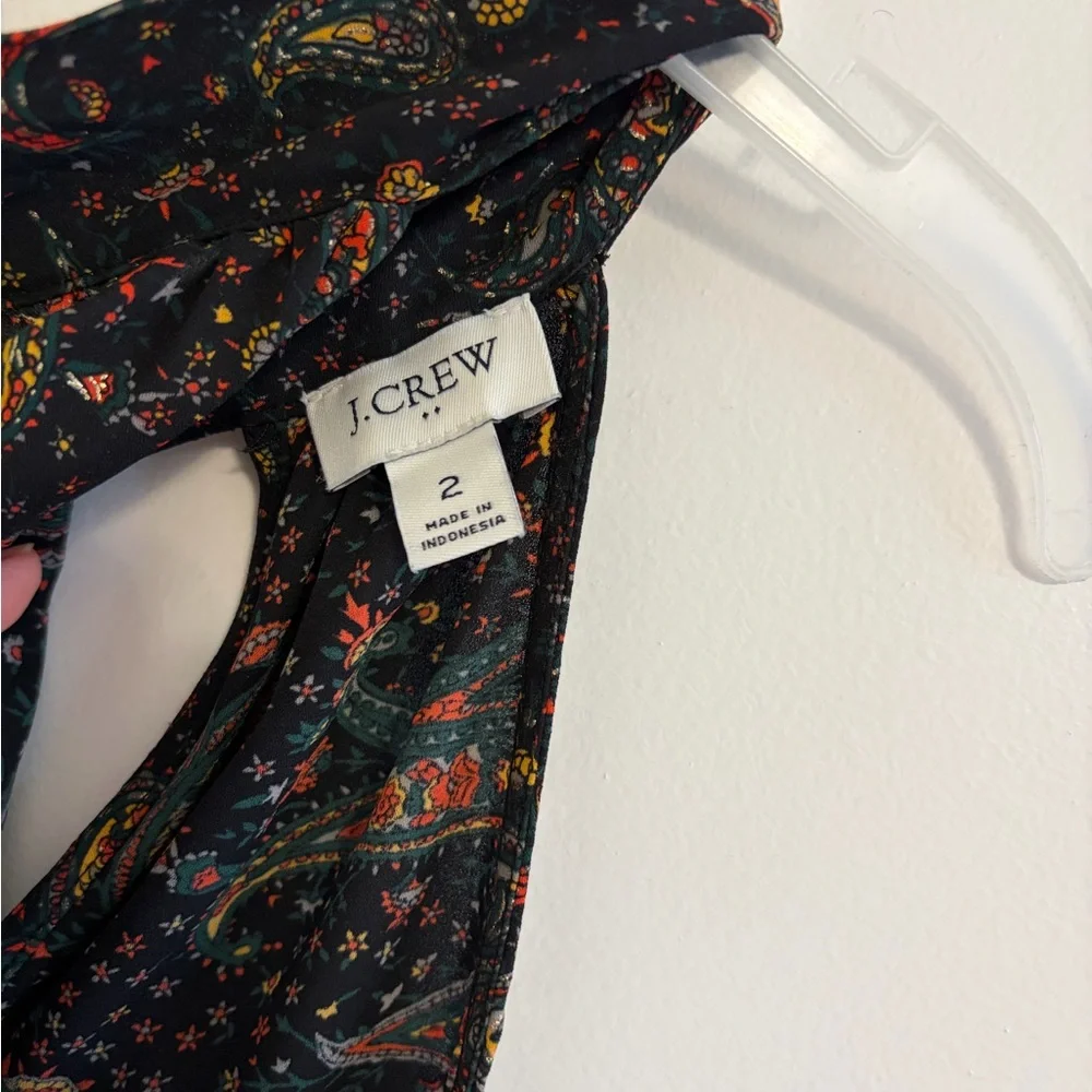 J.Crew Silk Paisley Halter Tie-Neck Top Size 2